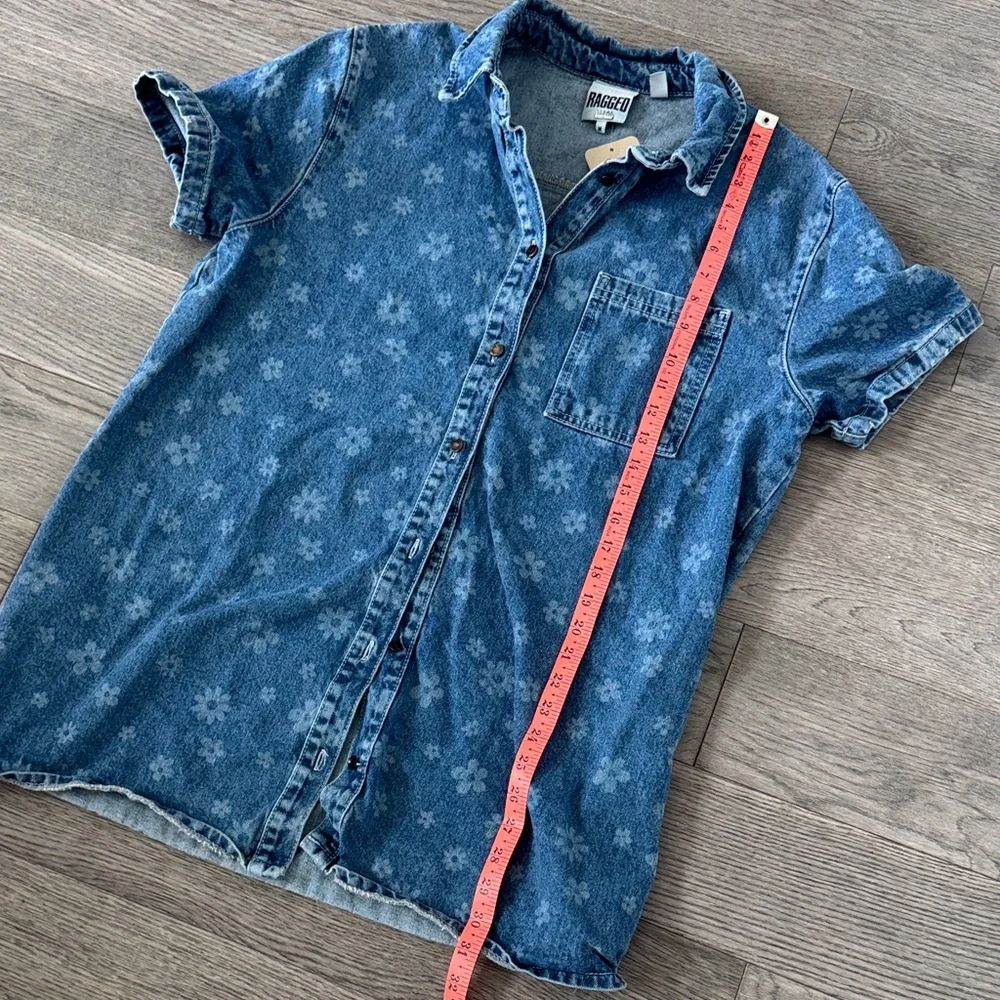 🌼RAGGED PRIEST🌼 Blue Floral Denim Mini Dress, Size M - Picture 8 of 9